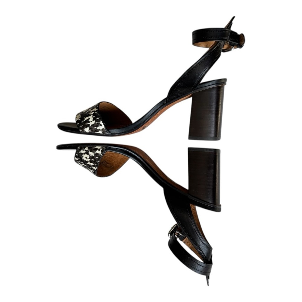 Coach Paige Leather 3” block Heel Open Toe Black snakeskin pattern | Size 8 B - Picture 8 of 14